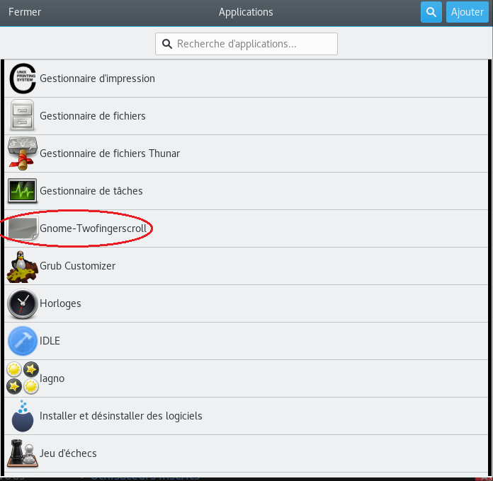 appli-demarrage-liste