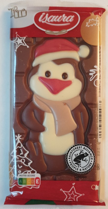 Plaque de chocolat décorée d'un manchot