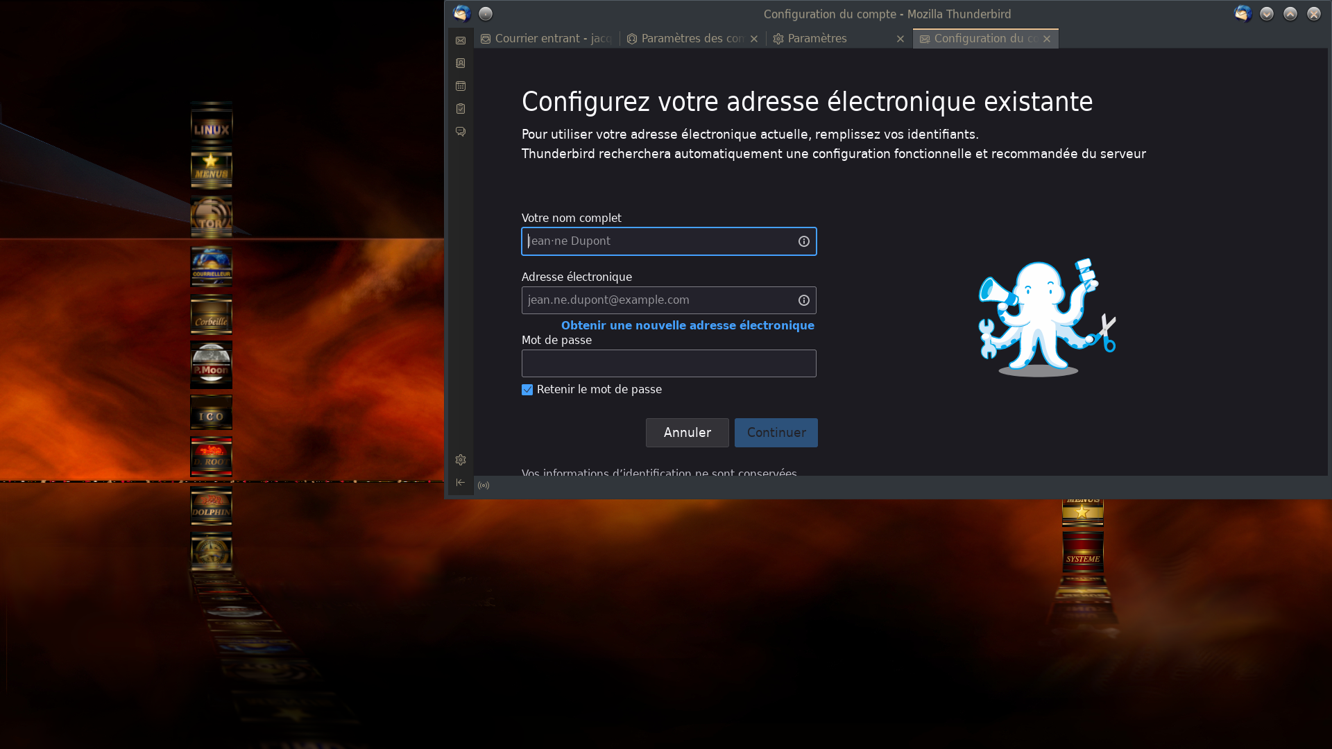 Réponse à la demande de créer un nouveau compte.