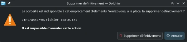 Message corbeille Dolphin