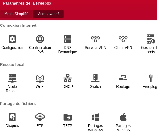 Freebox configuration