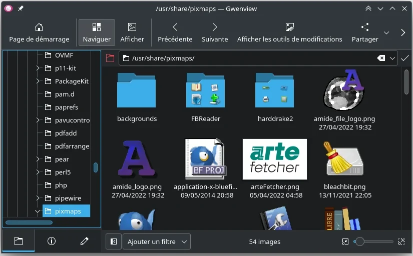 Gwenview gestion de fichiers