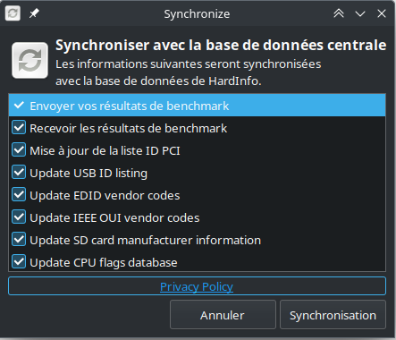 HardInfo fenetre Synchronyse