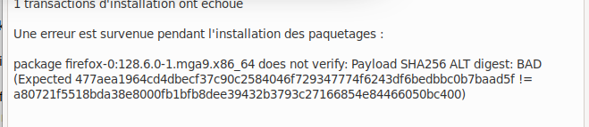message d'erreur mise à jour Firefox