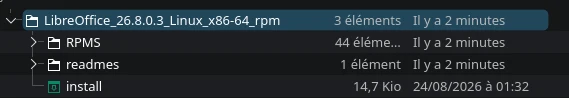 LibreOffice dossier RPMS