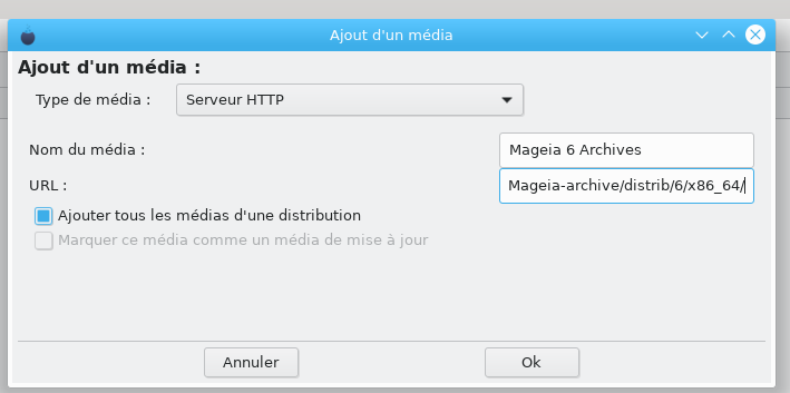 Ajout media personnel - Saisie adresse personnalisée