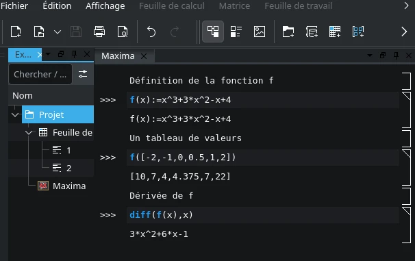 Session Maxima dans LabPlot