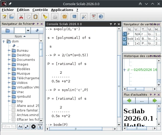 Scilab exemple LIT console