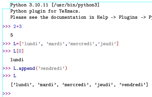 Session Python - TeXmacs