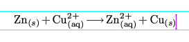 Réaction zinc cuivre aqueux
