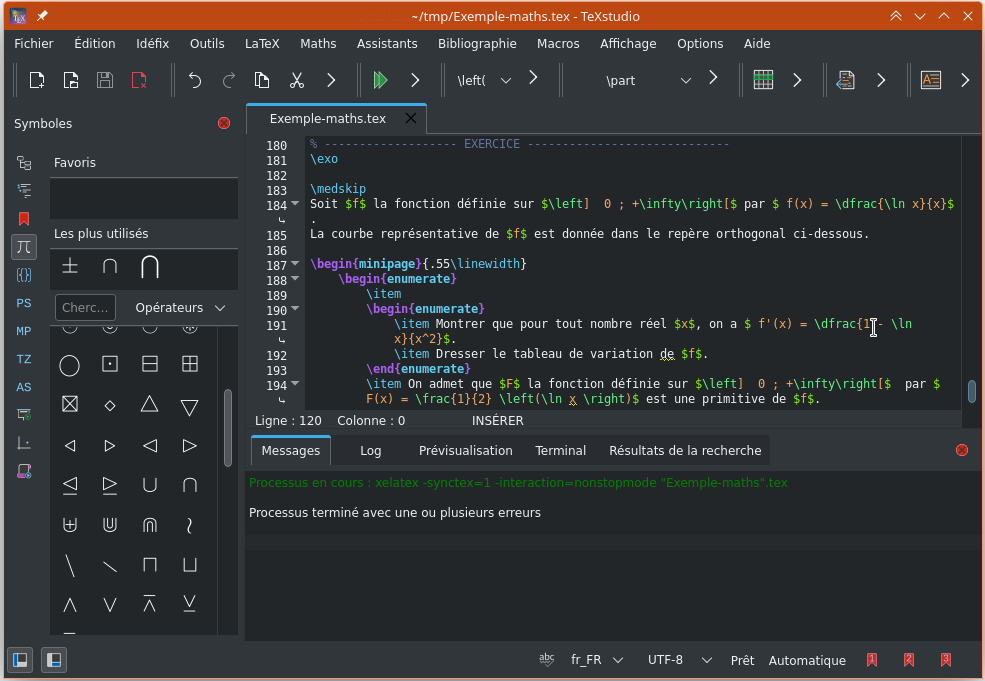 Vue générale de TeXstudio