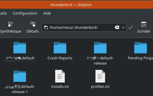 Répertoires de configuration de Thunderbird