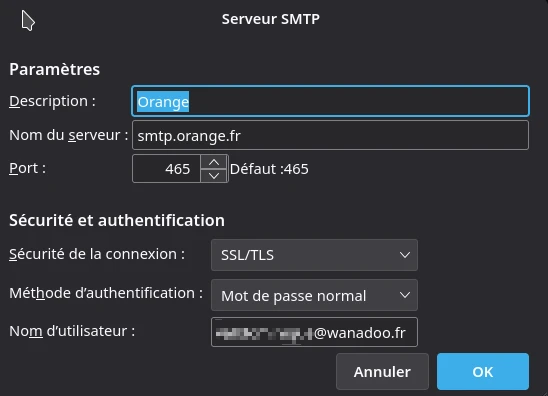 Thunderbird Wanadoo SMTP