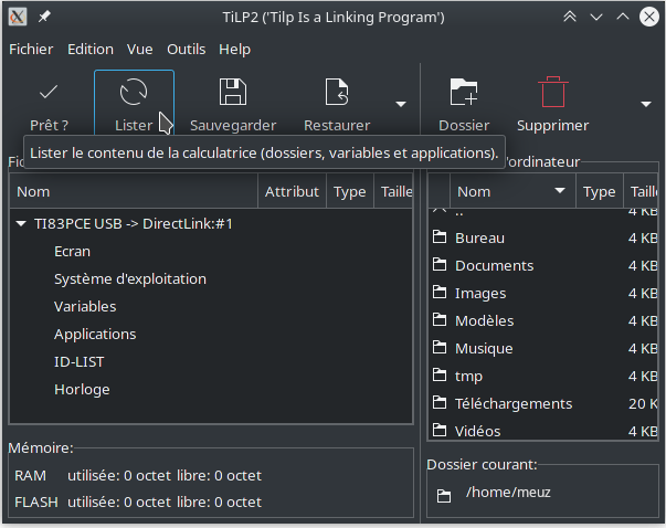 Liste contenu et variables