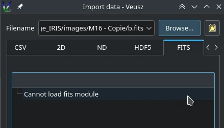 Vieusz import FITS impossible