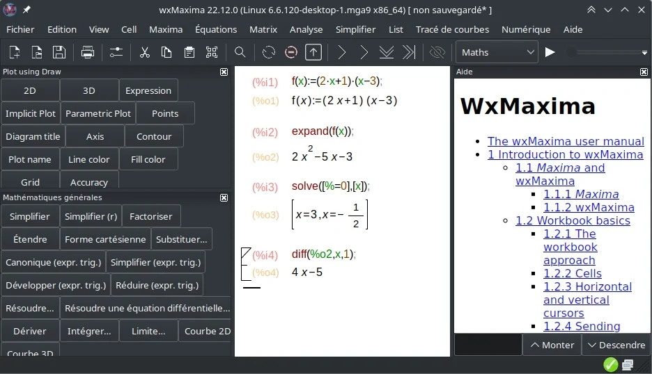 wxMaxima interface de Maxima